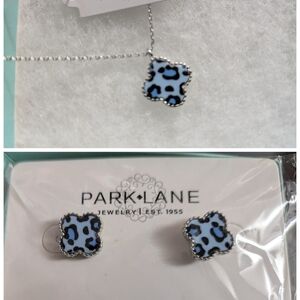Park Lane Silver and Blue Leopard Print Lana Icon Necklace And Earrings Set